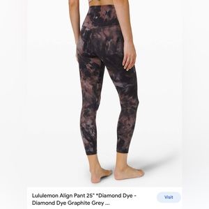 Lululemon Align High Rise Pant 25” Graphite Gray Pink Pastel Pant